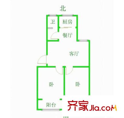 時花公寓戶型圖戶型圖 2室 2室1廳1衛(wèi)1廚