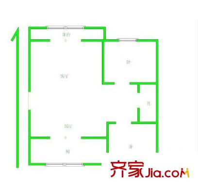 時花公寓戶型圖戶型圖 2室  2室1廳1衛(wèi)1廚