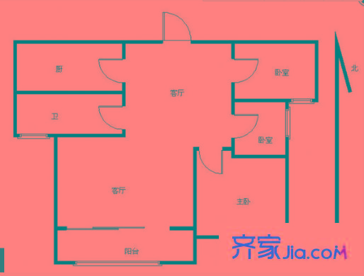 融僑中央花園三期戶型圖戶型圖 3室 3室1廳1衛(wèi)1廚