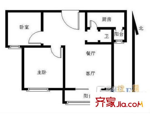 融僑中央花園三期戶型圖戶型圖 2室  2室2廳1衛(wèi)1廚