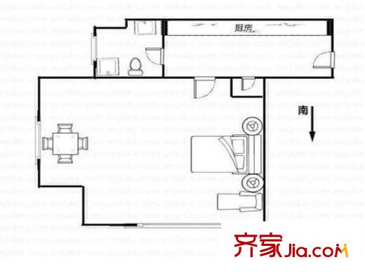 麗晶國際戶型圖戶型圖 1室  1室1廳1衛(wèi)1廚