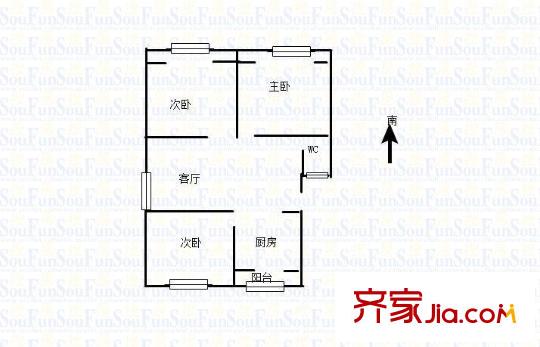 銀輪花園戶型圖戶型圖 3室 3室1廳1衛(wèi)1廚