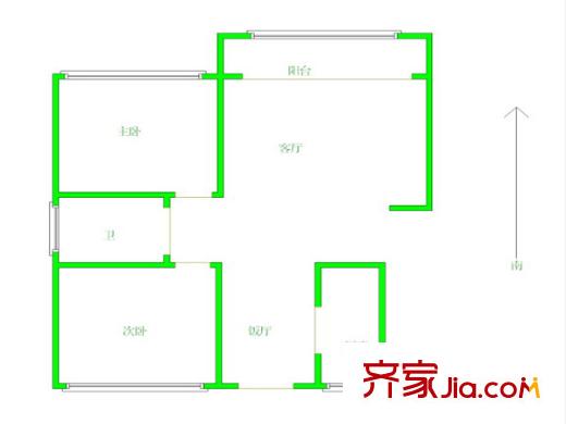 怡和佳苑戶型圖戶型圖 2室 2室2廳1衛(wèi)1廚