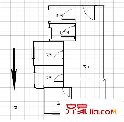 怡和佳苑戶型圖戶型圖 3室 3室2廳1衛(wèi)1廚