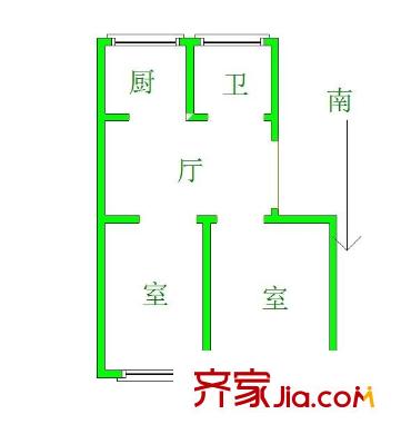 沿河一村戶型圖戶型圖 2室 2室1廳1衛(wèi)1廚