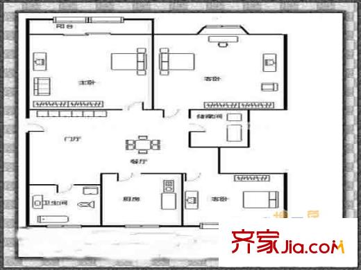 青石村戶型圖戶型圖 3室 3室2廳1衛(wèi)1廚