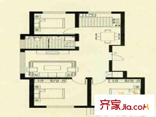 青島路住宅戶型圖 戶型圖 3室 3室2廳1衛(wèi)1廚
