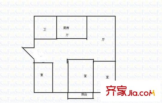 糧食局大院戶型圖戶型圖 3室 3室2廳1衛(wèi)1廚