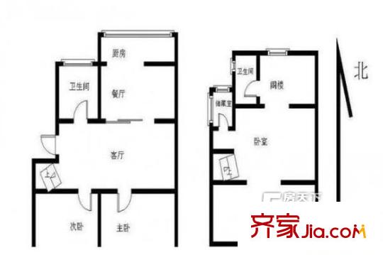 黑龍江路26號(hào)戶(hù)型圖戶(hù)型圖 3室 3室2廳1衛(wèi)2廚