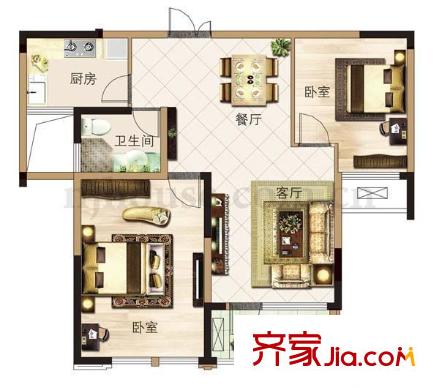 瑞鴻名邸戶型圖 戶型圖 2室 2室2廳1衛(wèi)1廚