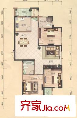 瑞鴻名邸戶型圖戶型圖 3室 3室2廳2衛(wèi)