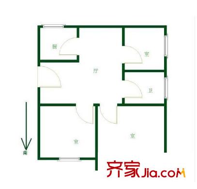 宏景公寓戶型圖 戶型圖 3室 3室1廳1衛(wèi)1廚