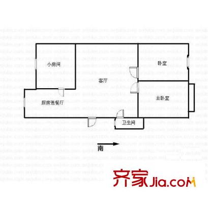 宏景公寓户型图户型图 3室 3室2厅1卫1厨