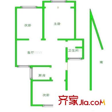 宏景公寓戶型圖戶型圖 3室 3室1廳1衛(wèi)1廚