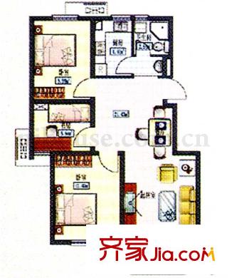 中和園戶型圖戶型圖 3室 3室2廳1衛(wèi)1廚