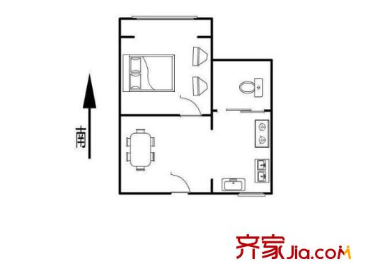 西祠胡同戶型圖戶型圖 1室  1室1廳1衛(wèi)1廚