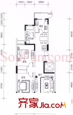 新百花園戶型圖戶型圖2室 2室2廳1衛(wèi)1廚