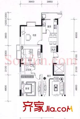 新百花園戶型圖戶型圖 3室 3室2廳1衛(wèi)1廚