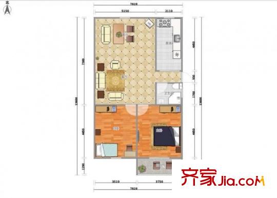新百花園戶型圖戶型圖 2室 2室2廳1衛(wèi)1廚