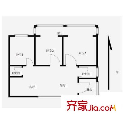 金輪第一城戶型圖戶型圖 3室  3室2廳1衛(wèi)1廚