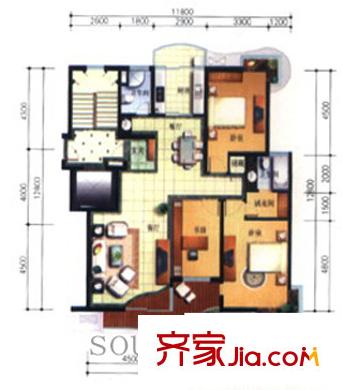 金源太古城戶型圖戶型圖 3室  3室2廳2衛(wèi)
