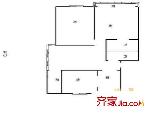 老菜市住宅戶型圖戶型圖 3室 3室1廳2衛(wèi)1廚