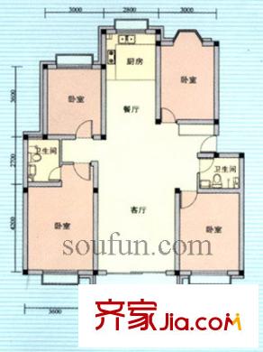 廣興花園戶型圖戶型圖 4室 4室2廳2衛(wèi)1廚