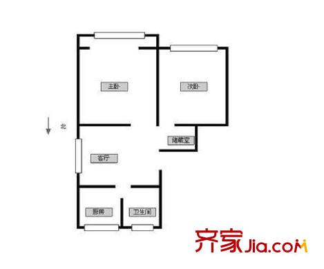 寧夏路住宅戶型圖戶型圖 2室 2室1廳1衛(wèi)1廚