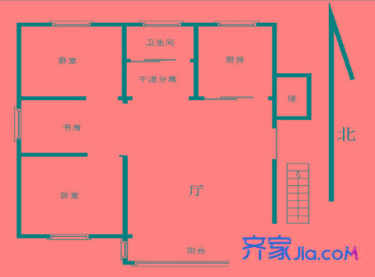 金基公寓戶型圖戶型圖 3室 3室2廳1衛(wèi)1廚