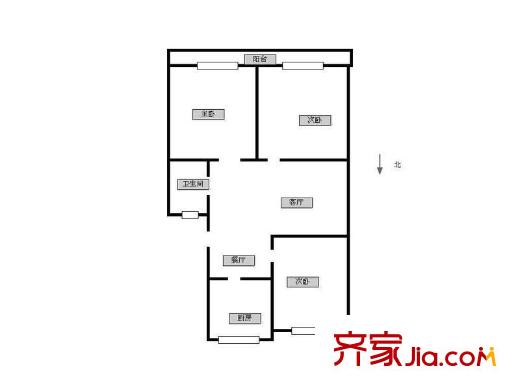 匡蘆路住宅戶型圖戶型圖 3室 3室1廳1衛(wèi)1廚