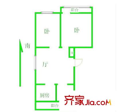 愛達花園紫藤園戶型圖 戶型圖 2室 2室2廳1衛(wèi)1廚