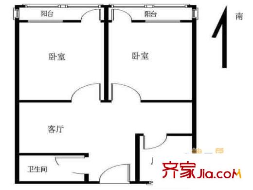 愛達(dá)花園紫藤園戶型圖戶型圖 2室 2室1廳1衛(wèi)1廚