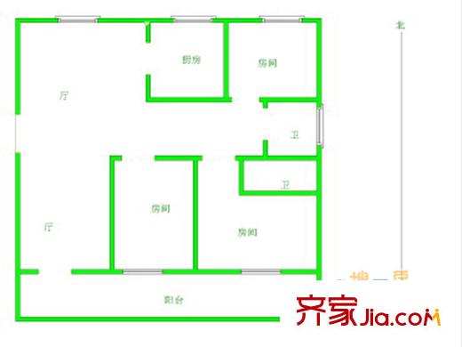 蓮花新城北苑戶型圖戶型圖 3室 3室2廳2衛(wèi)1廚