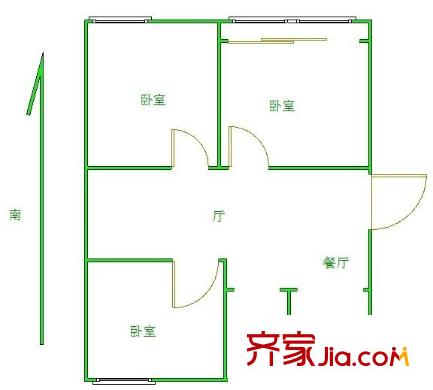 老虎橋住宅戶型圖戶型圖 3室 3室1廳1衛(wèi)1廚