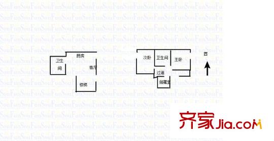 天啟花園戶型圖戶型圖 2室 2室1廳2衛(wèi)1廚