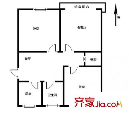 仙霞路住宅戶型圖戶型圖 3室 3室1廳1衛(wèi)1廚