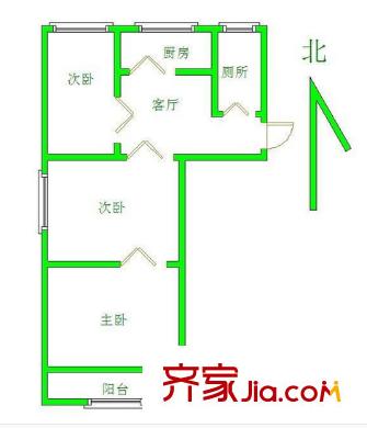 仙霞路住宅戶型圖戶型圖 2室 2室1廳1衛(wèi)1廚