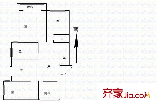 仙霞路住宅戶型圖戶型圖 4室 4室1廳2衛(wèi)1廚