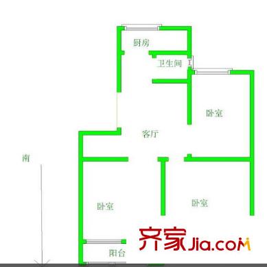 花開園戶型圖 戶型圖 3室 3室1廳1衛(wèi)1廚