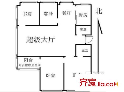 恒基中心國際公寓戶型圖戶型圖 4室 4室2廳2衛(wèi)1廚