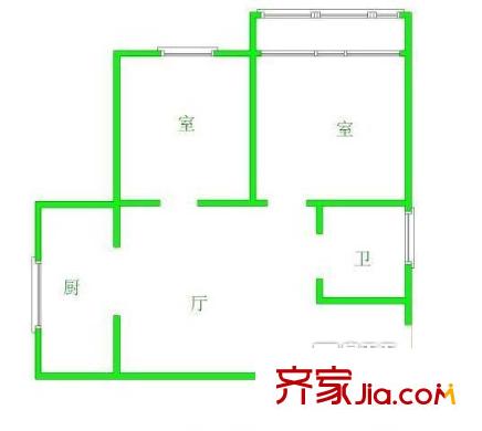 魯迅園小區(qū)戶型圖戶型圖 2室 2室1廳1衛(wèi)1廚