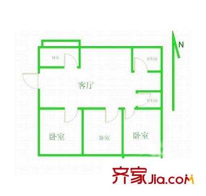 金陵御沁園戶型圖戶型圖 3室 3室2廳2衛(wèi)1廚