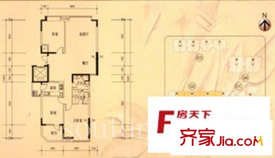 金陵御沁園戶型圖戶型圖 3室 3室2廳2衛(wèi)