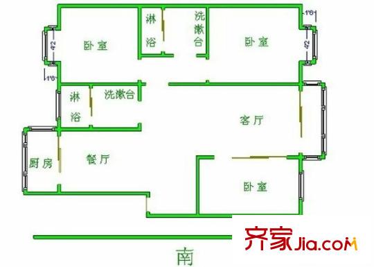 蘇寧華瑰園戶型圖戶型圖 3室 3室2廳1衛(wèi)