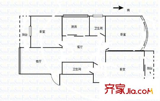 東寶嘉景苑戶型圖戶型圖 3室 3室2廳2衛(wèi)1廚