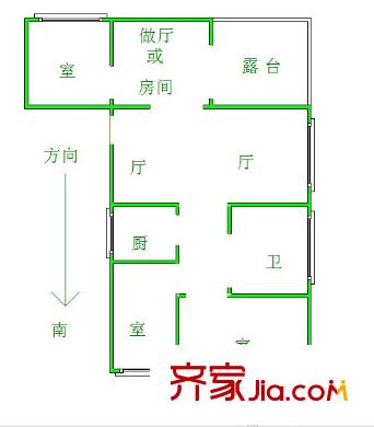 定淮門住宅戶型圖戶型圖 3室 3室3廳1衛(wèi)1廚