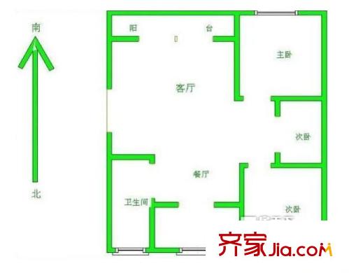 美麗新世界戶型圖戶型圖 3室 3室2廳1衛(wèi)1廚