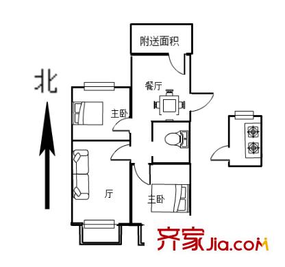 虎踞北路戶型圖戶型圖 3室 3室1廳1衛(wèi)1廚