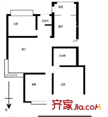 長沙小區(qū)戶型圖3室戶型圖 3室2廳2衛(wèi)1廚