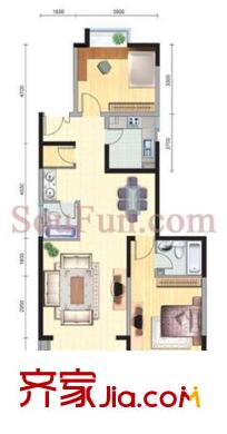 蔚藍(lán)之都戶型圖戶型圖  2室 2室2廳1衛(wèi)1廚